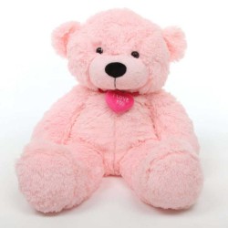 2 feet big pink teddy bear with pink neck I Love You Heart